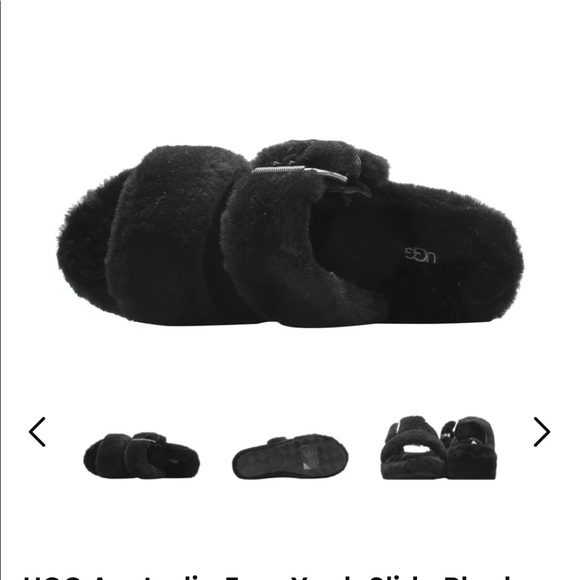 New UGG Brand Black Fuzz Yeah Slides Sz 8 - Picture 15 of 16